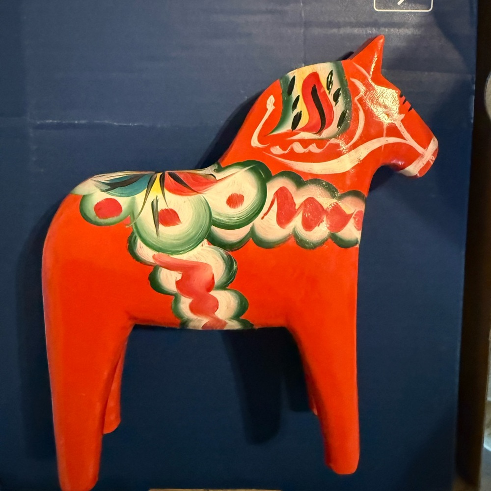 Red Swedish Dala Horse Nils Olsson 5" Tall Wooden
